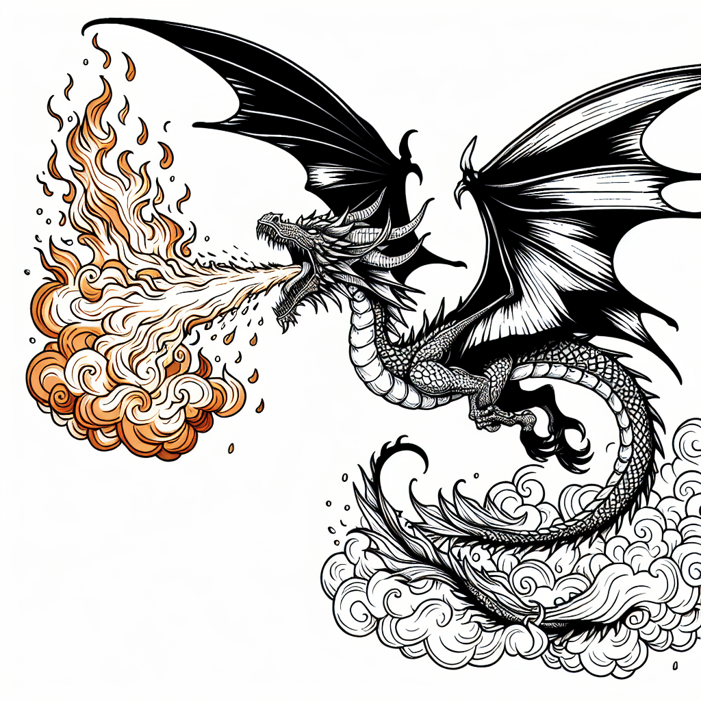 Additional dragon fire coloring page 2