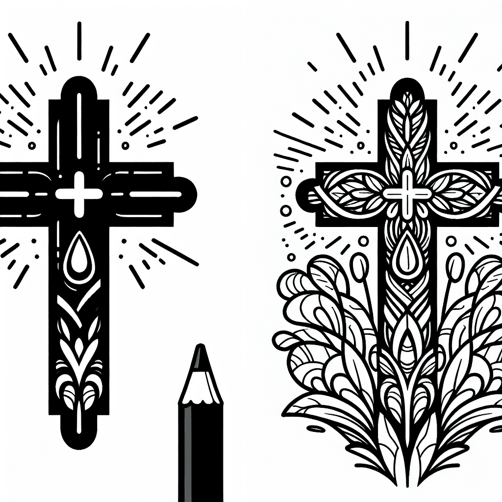 Additional easter cross coloring page 1