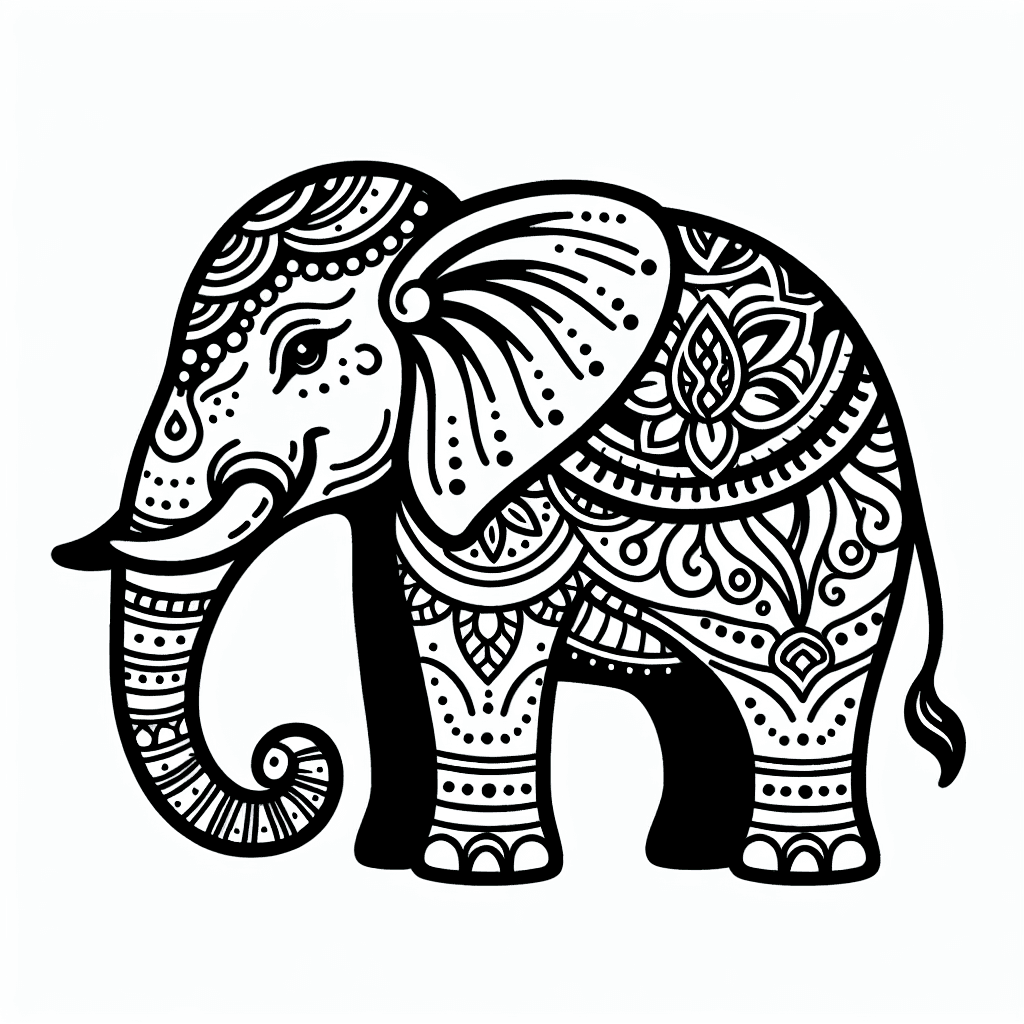 Additional elephant coloring page 1