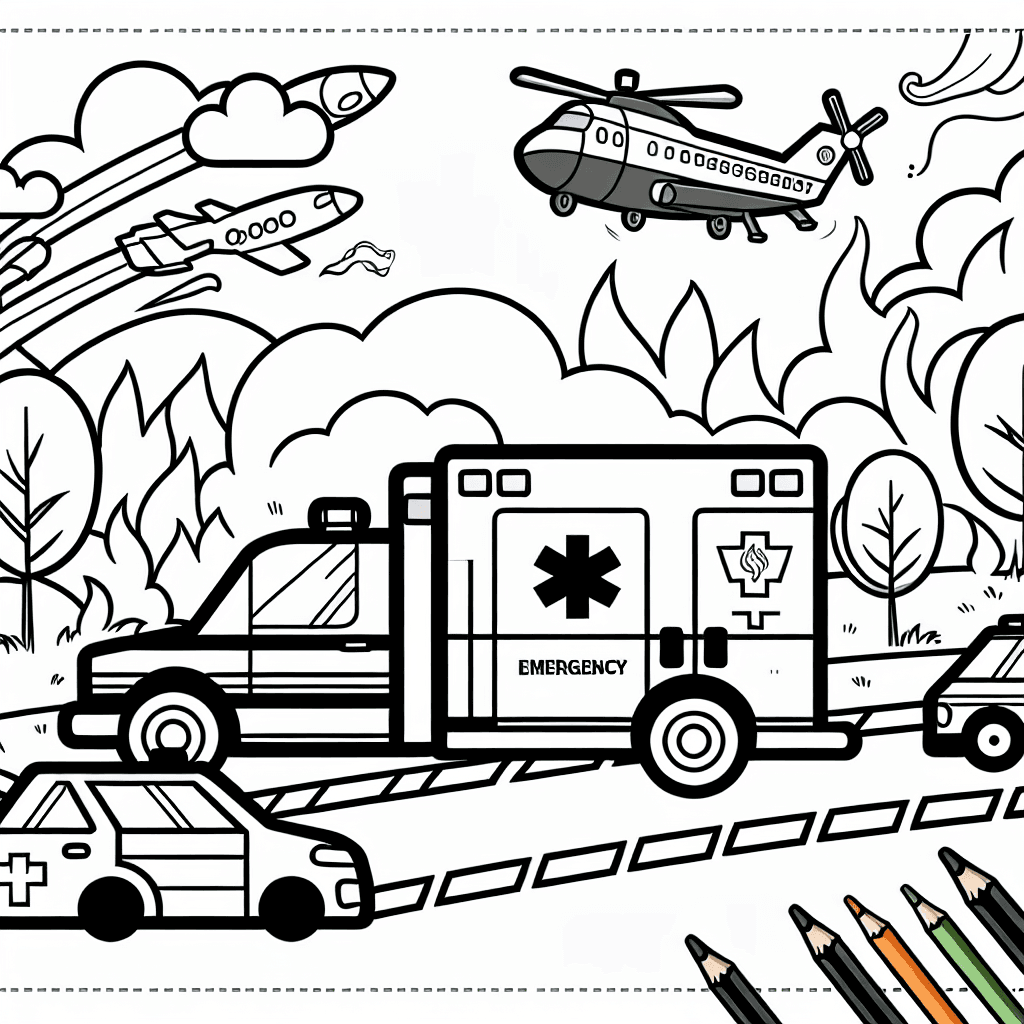 emergency scene coloring pages