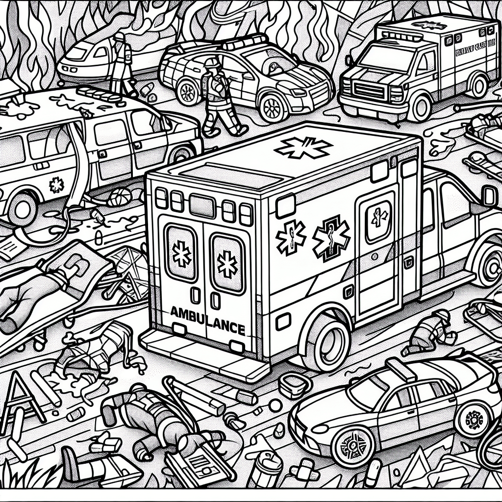 Additional emergency scene coloring page 2