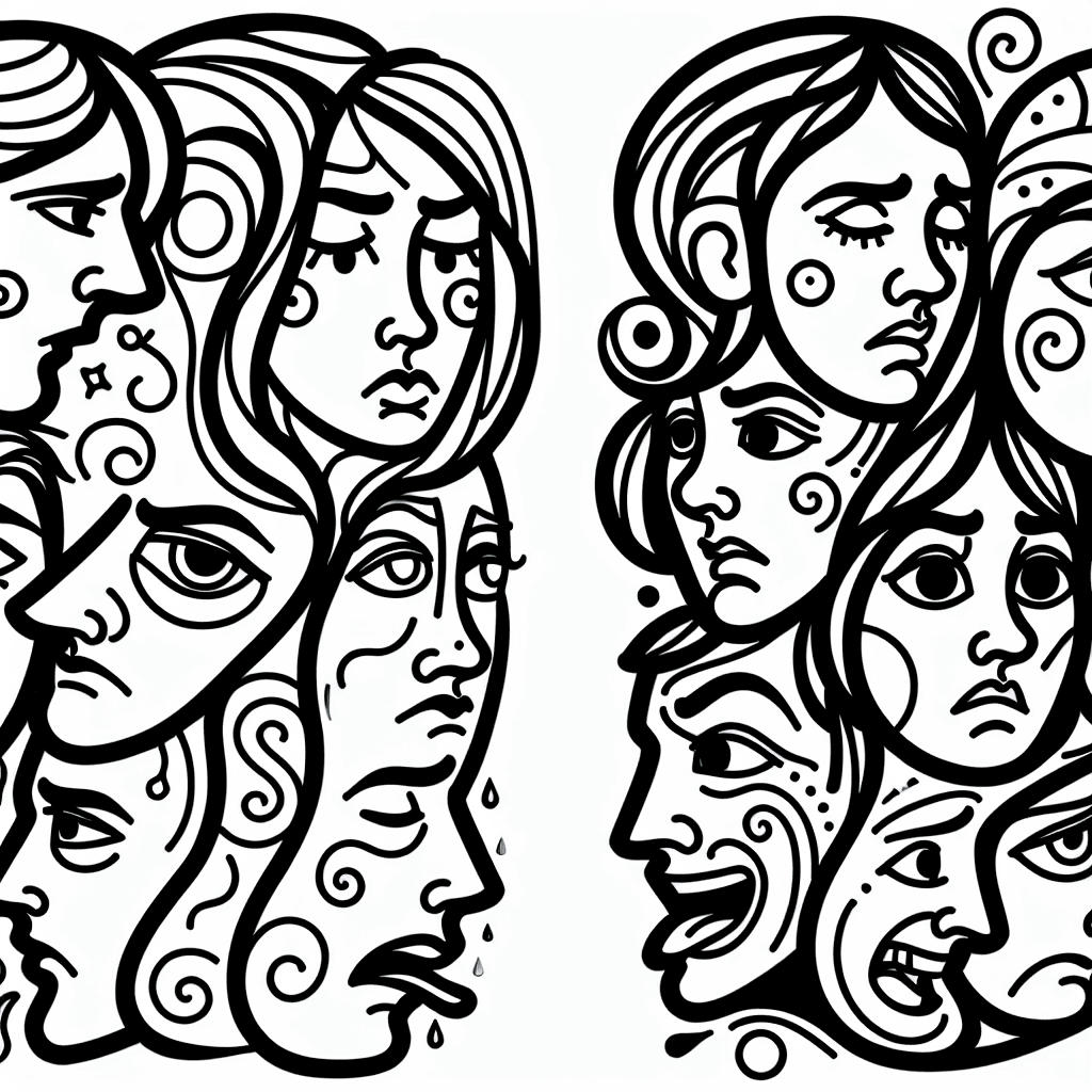 Additional emotions coloring page 1