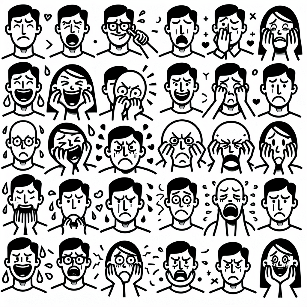 Additional emotions coloring page 2