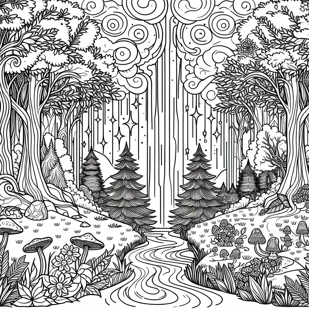 Additional enchanted forest coloring page 1