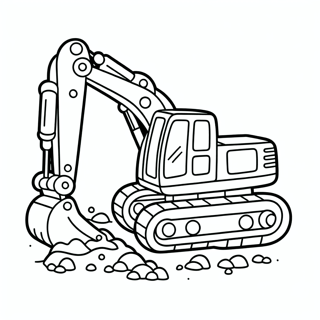 excavator digging coloring pages