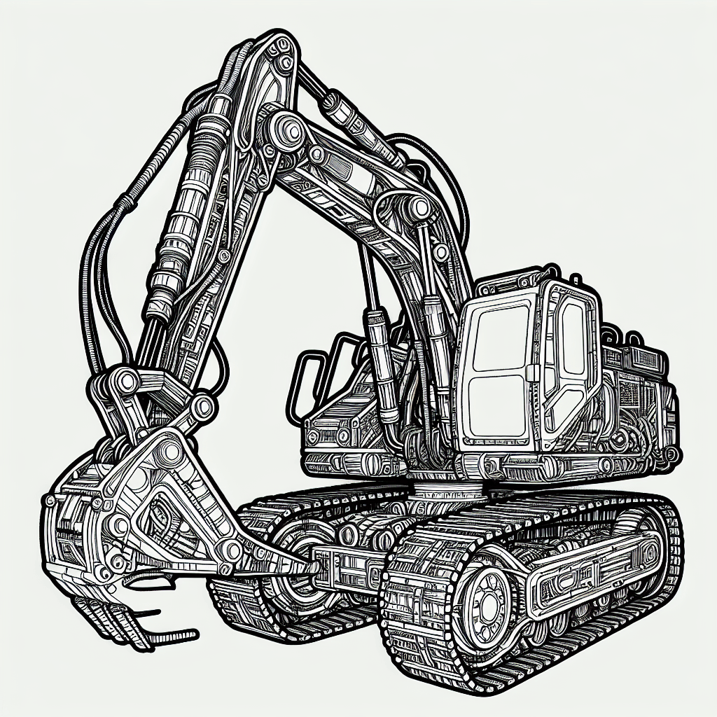 Additional excavator digging coloring page 2