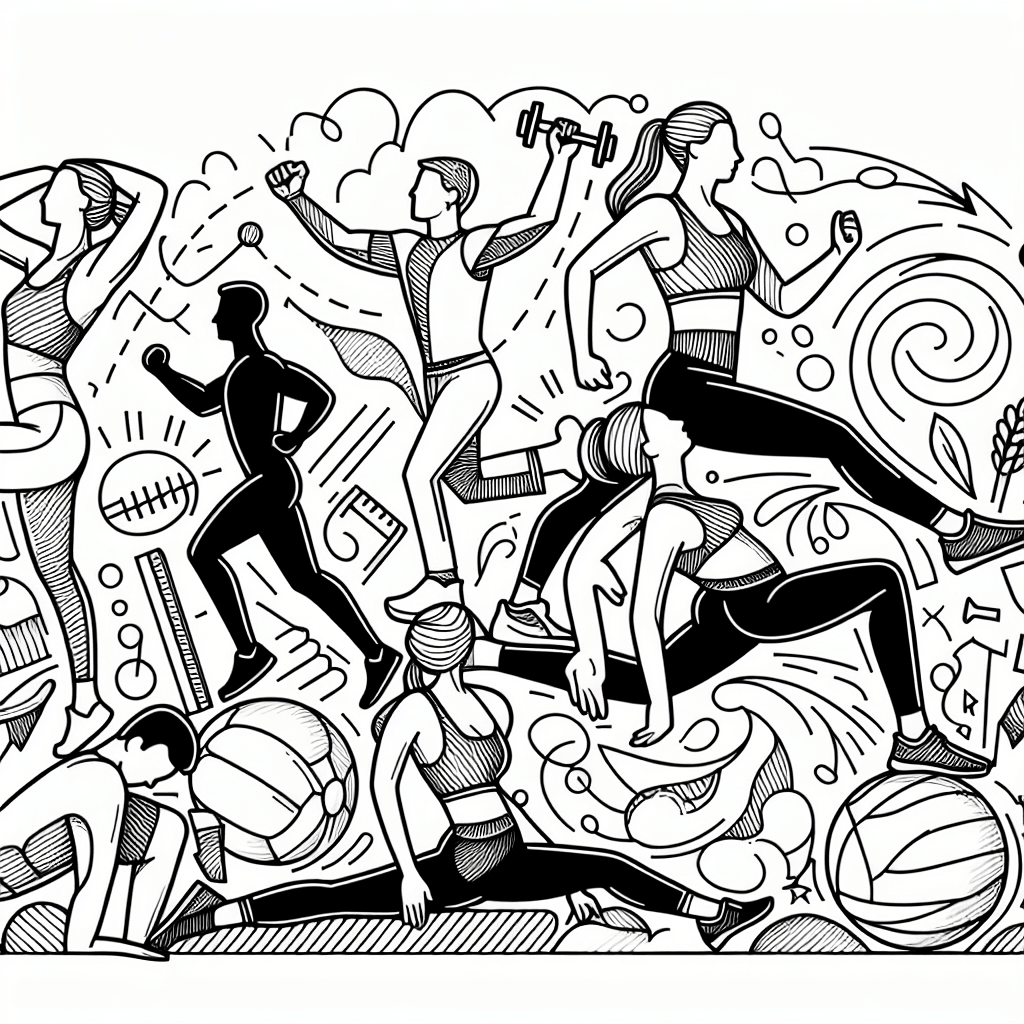 Additional exercising fun coloring page 1