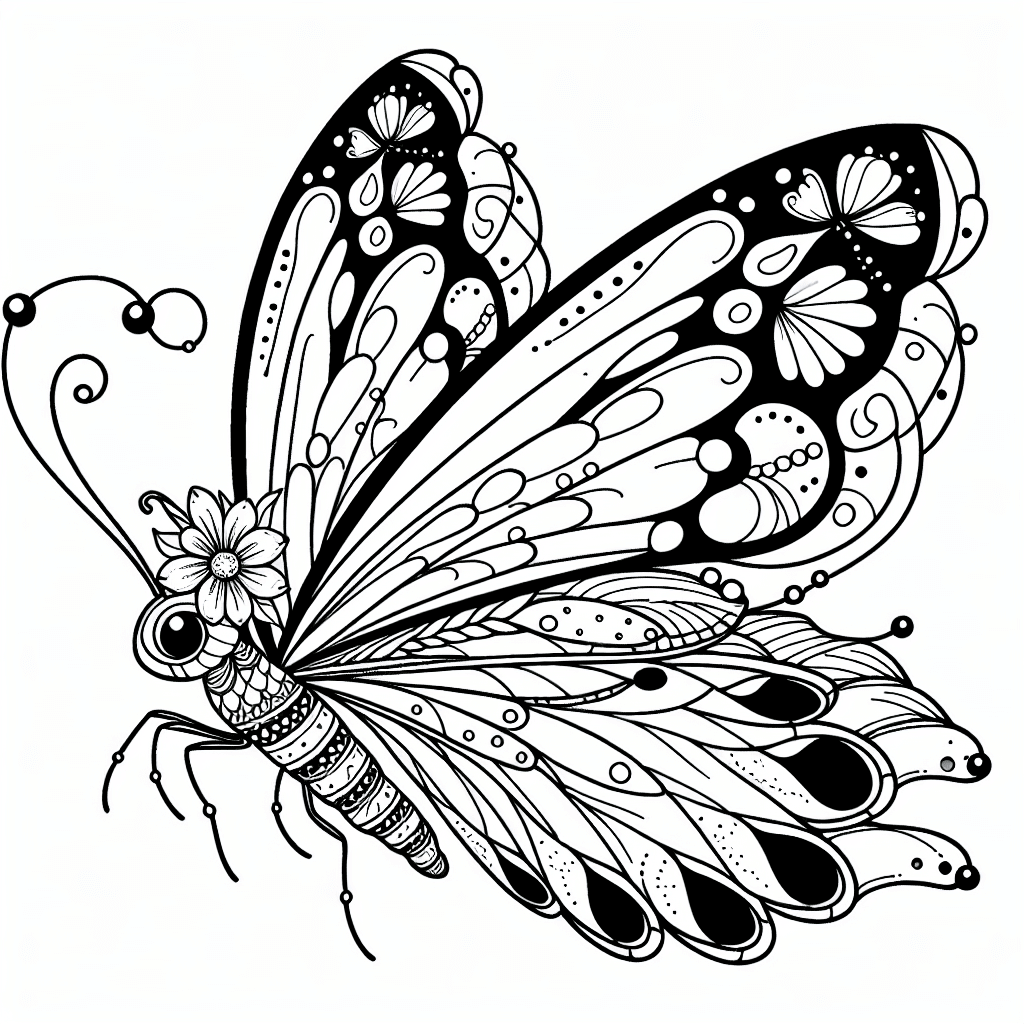 Additional fairy butterfly coloring page 1