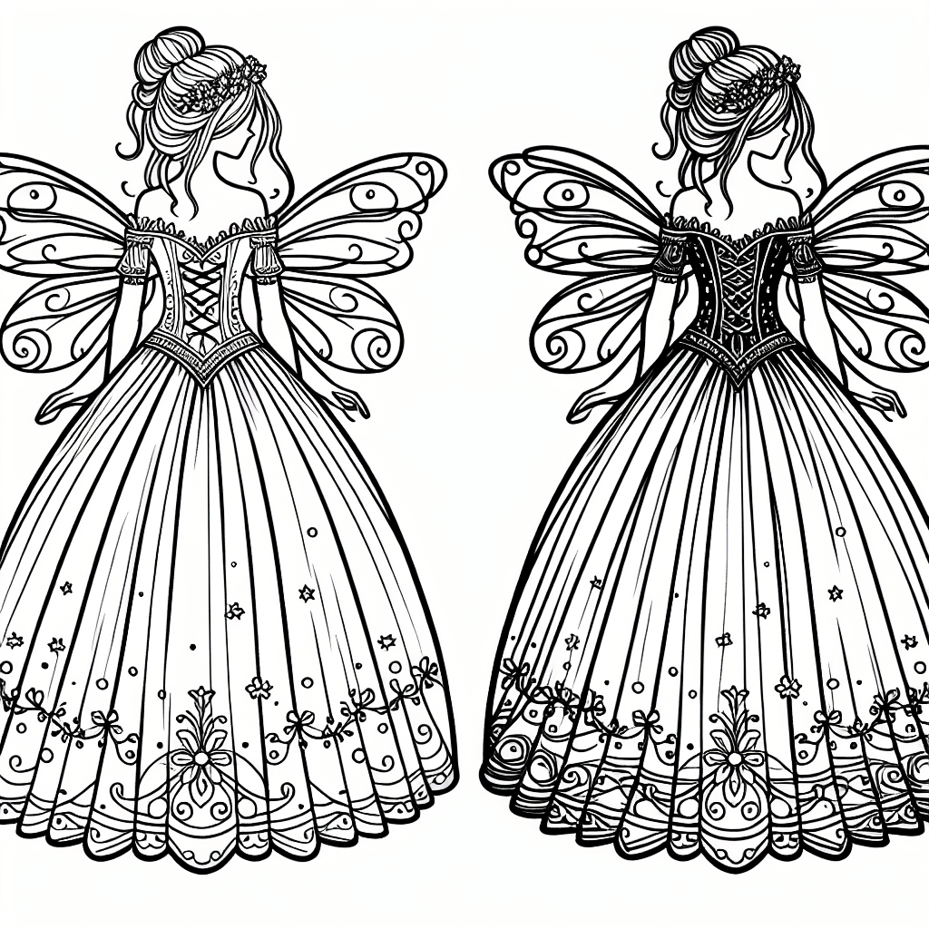 Additional fairy dress coloring page 1