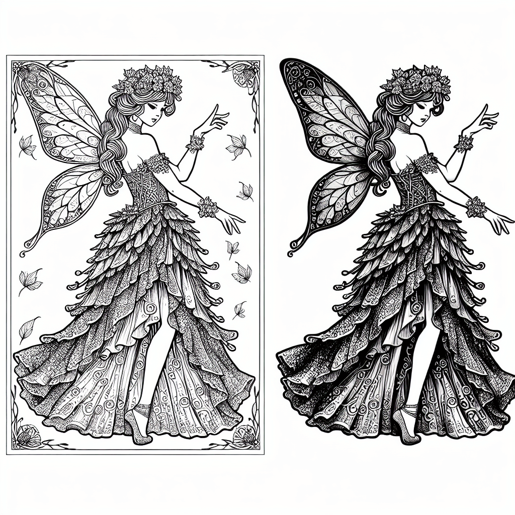 Additional fairy dress coloring page 2