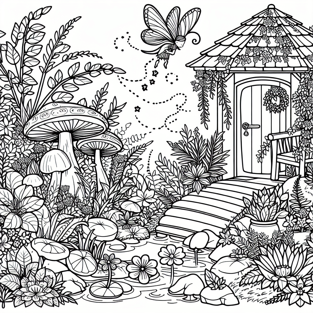 Additional fairy garden coloring page 1