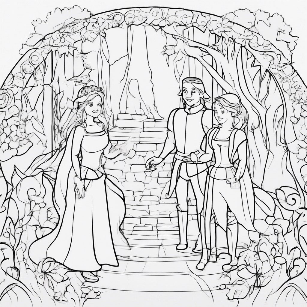 Additional fairy tale scene coloring page 2