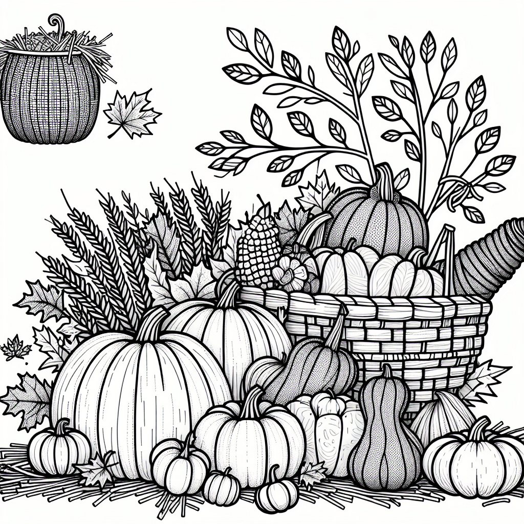 Additional fall harvest coloring page 1