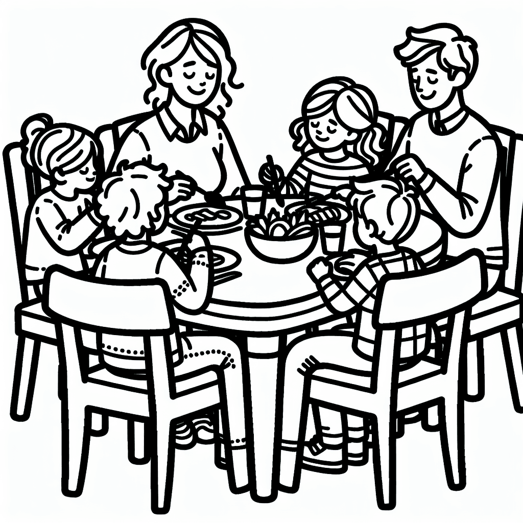 family dinner coloring pages