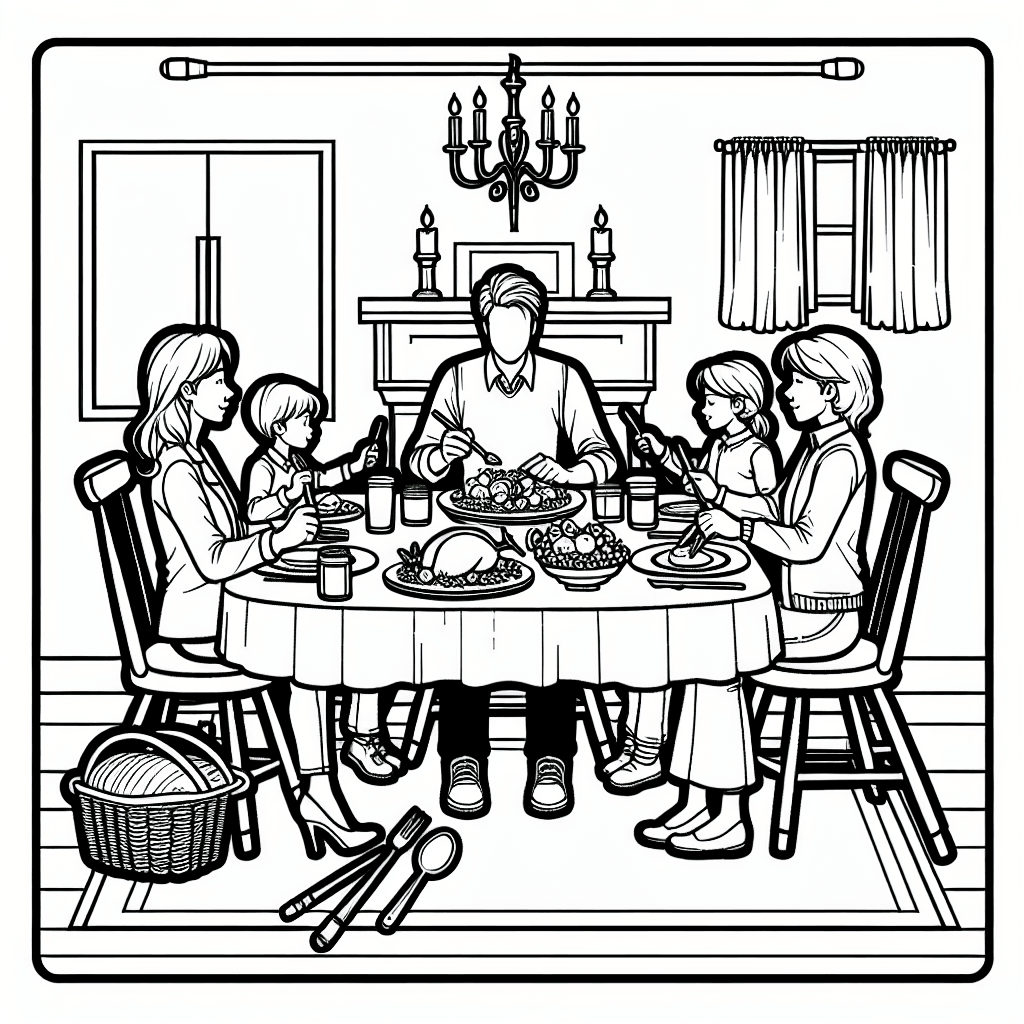 Additional family dinner coloring page 1