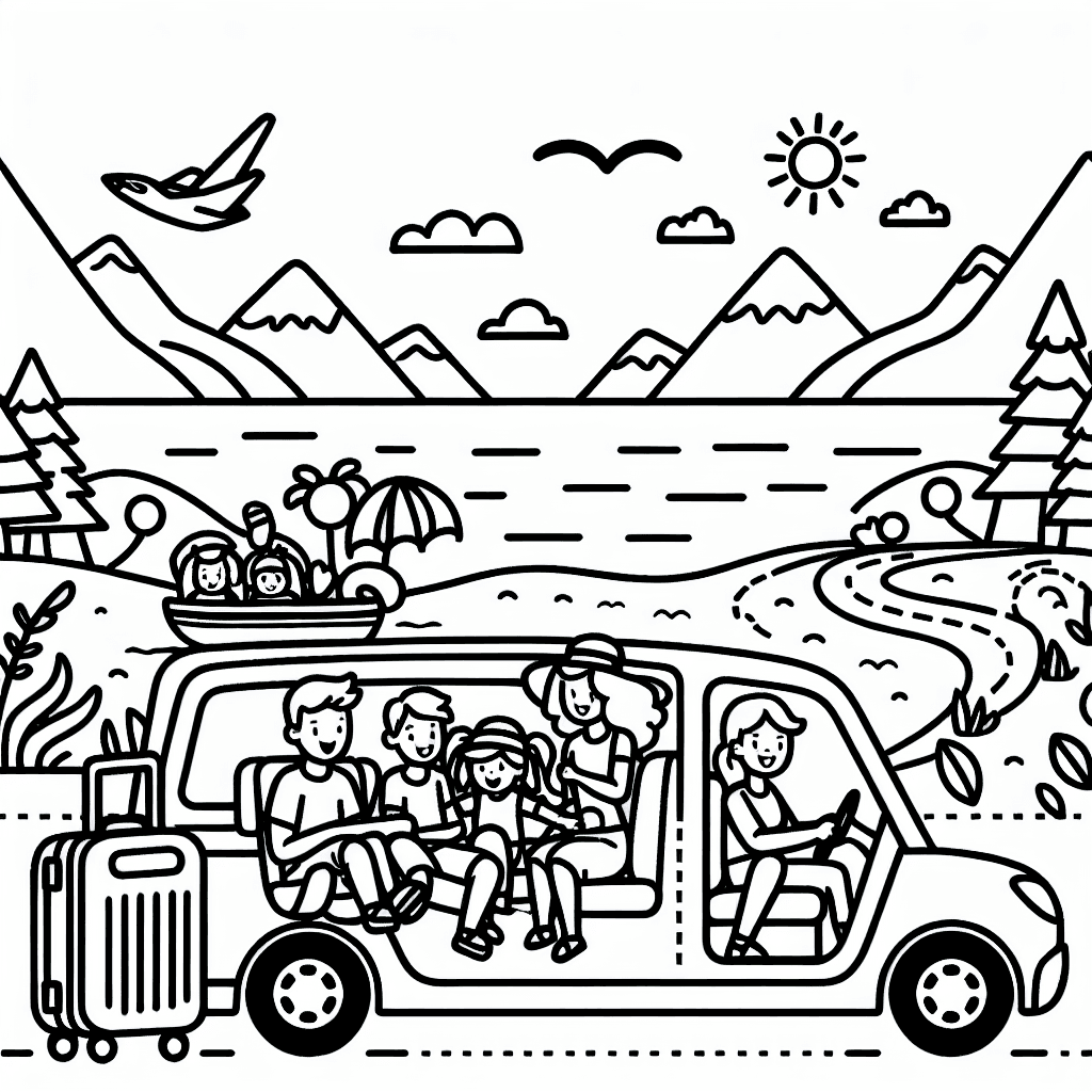 family vacation coloring pages