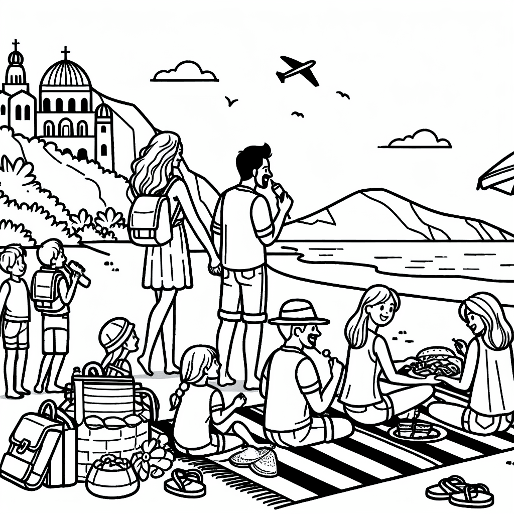 Additional family vacation coloring page 1