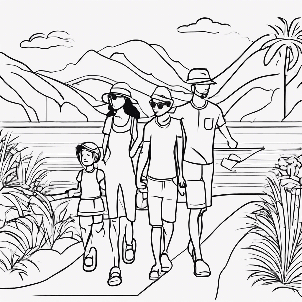 Additional family vacation coloring page 2