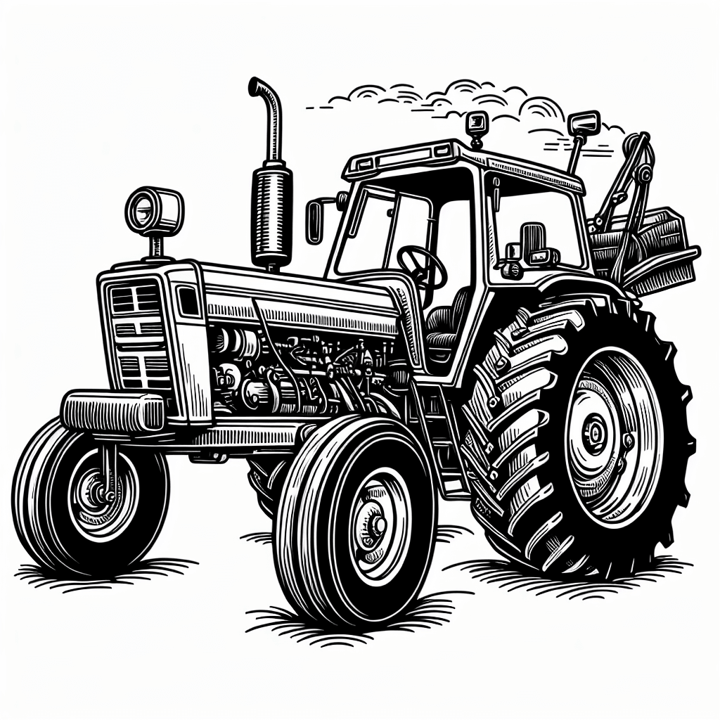 Additional farmer tractor coloring page 2