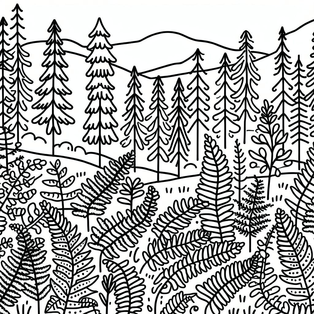 fern forest coloring pages