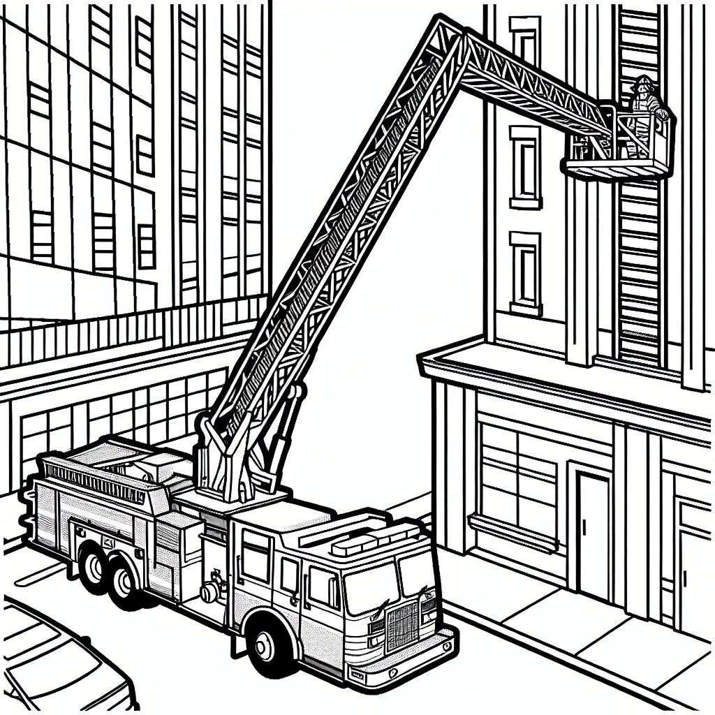 Additional fire engine ladder coloring page 2