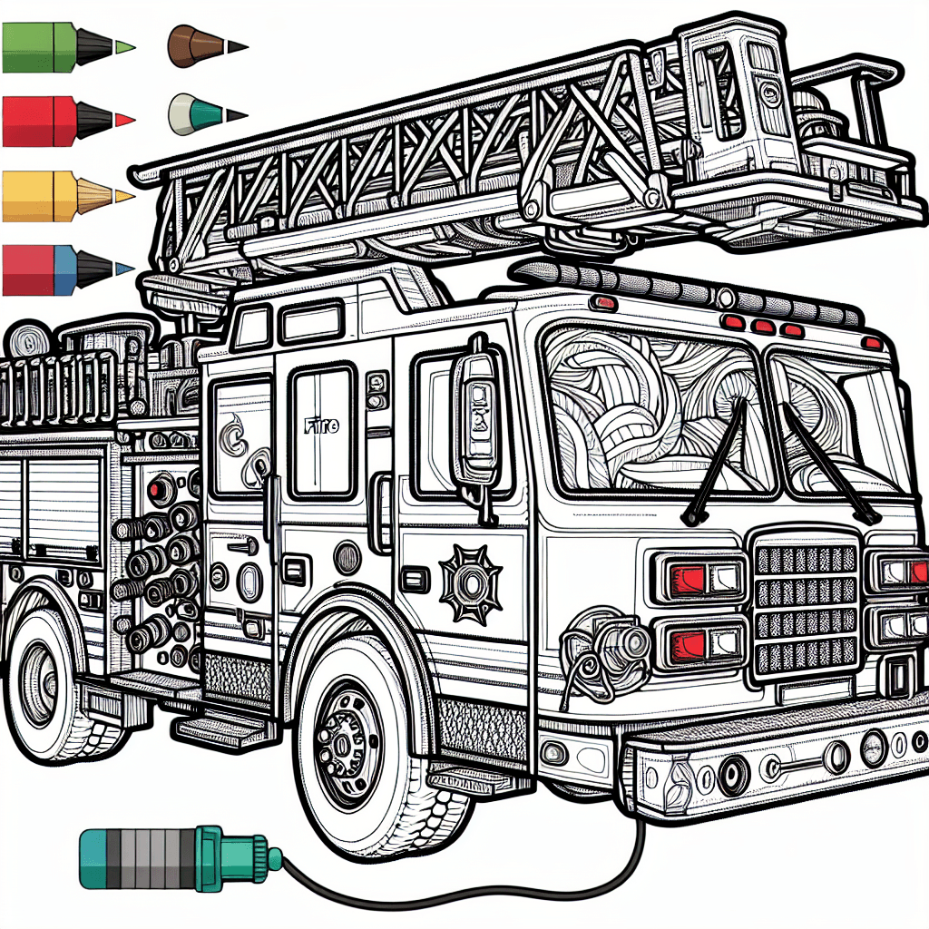 Additional fire truck coloring page 1