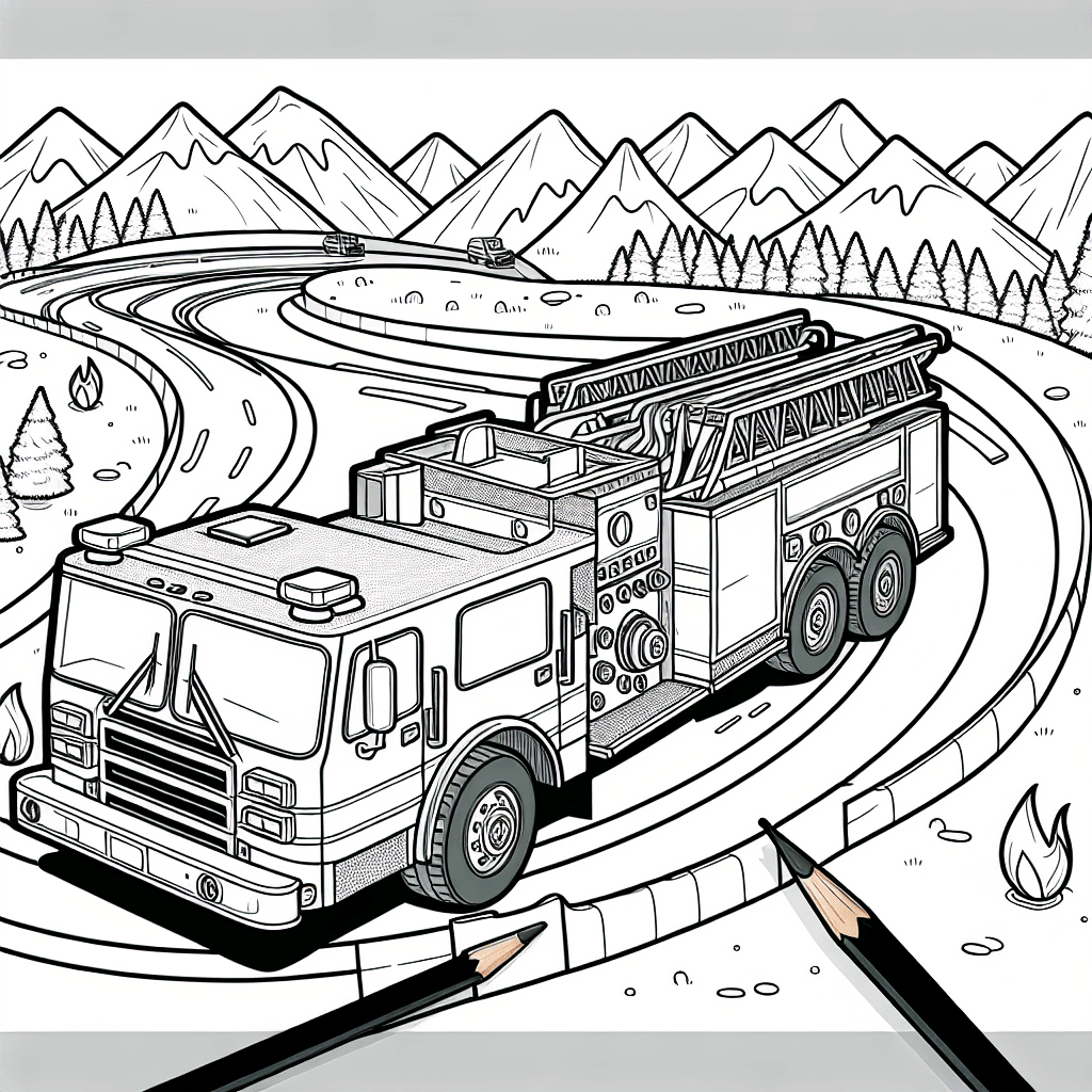 Additional firefighter truck coloring page 2