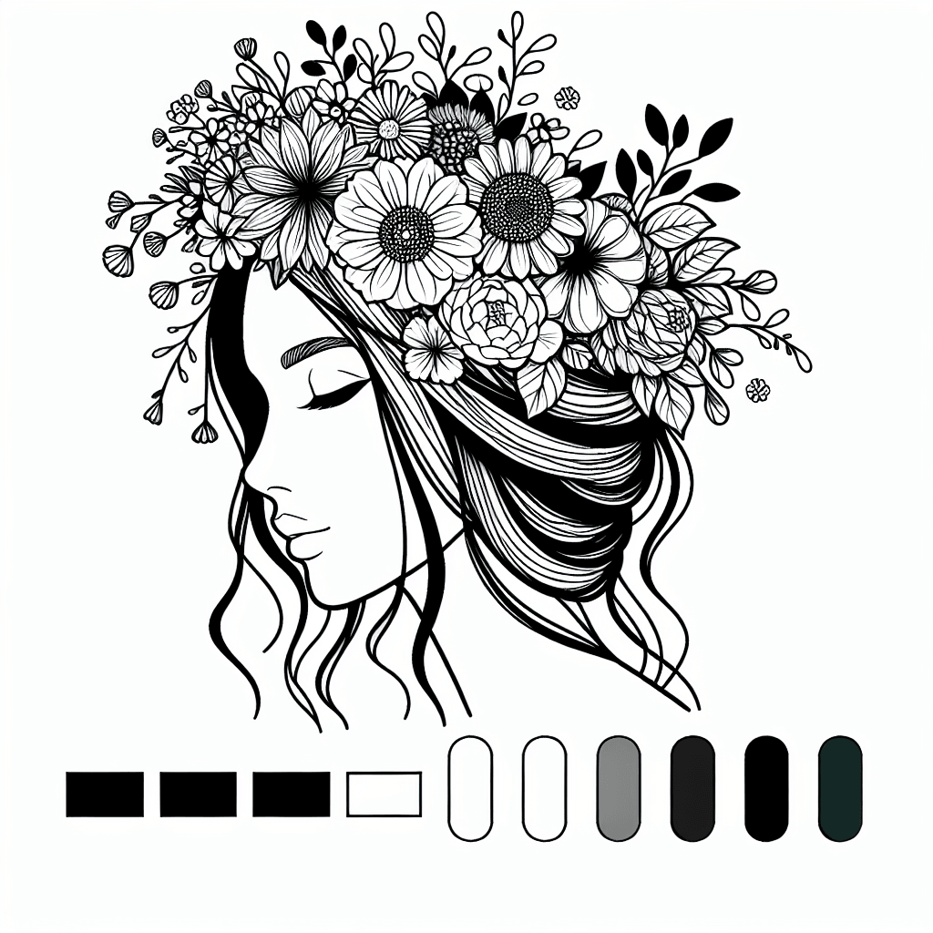 Additional flower crown coloring page 1