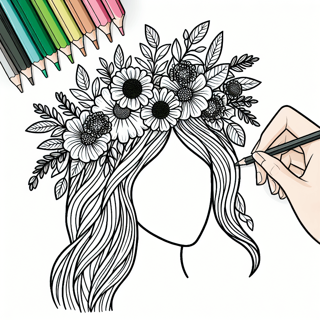 Additional flower crown coloring page 2