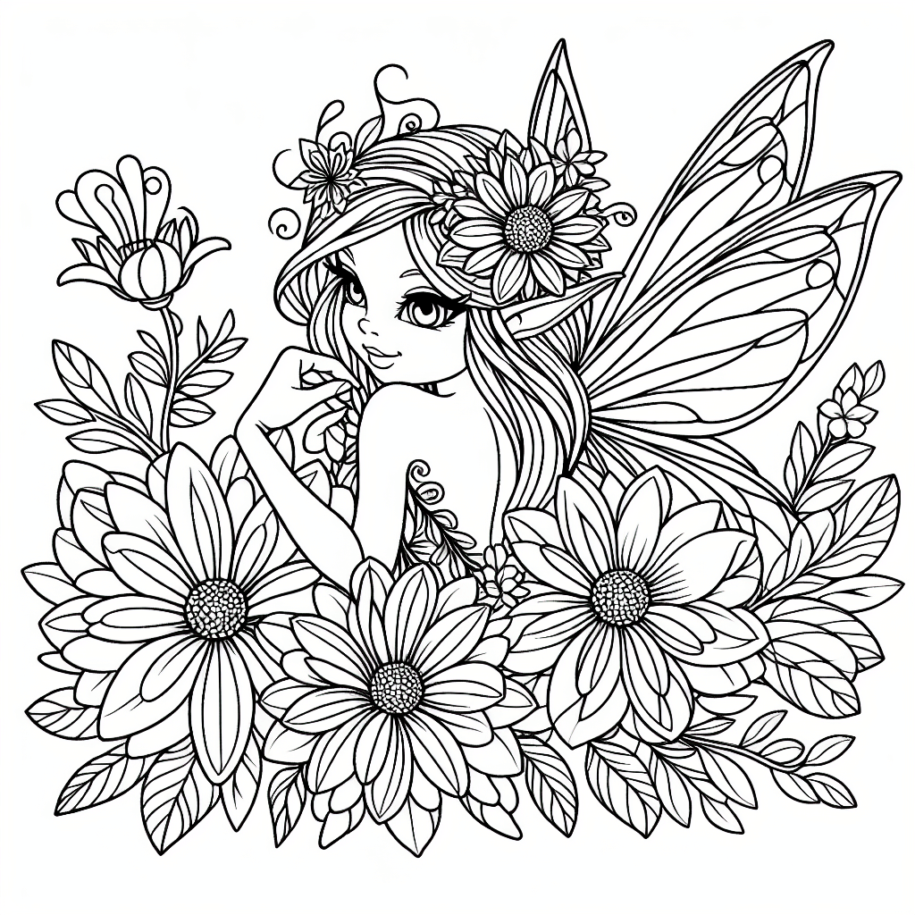 Additional flower fairy coloring page 1