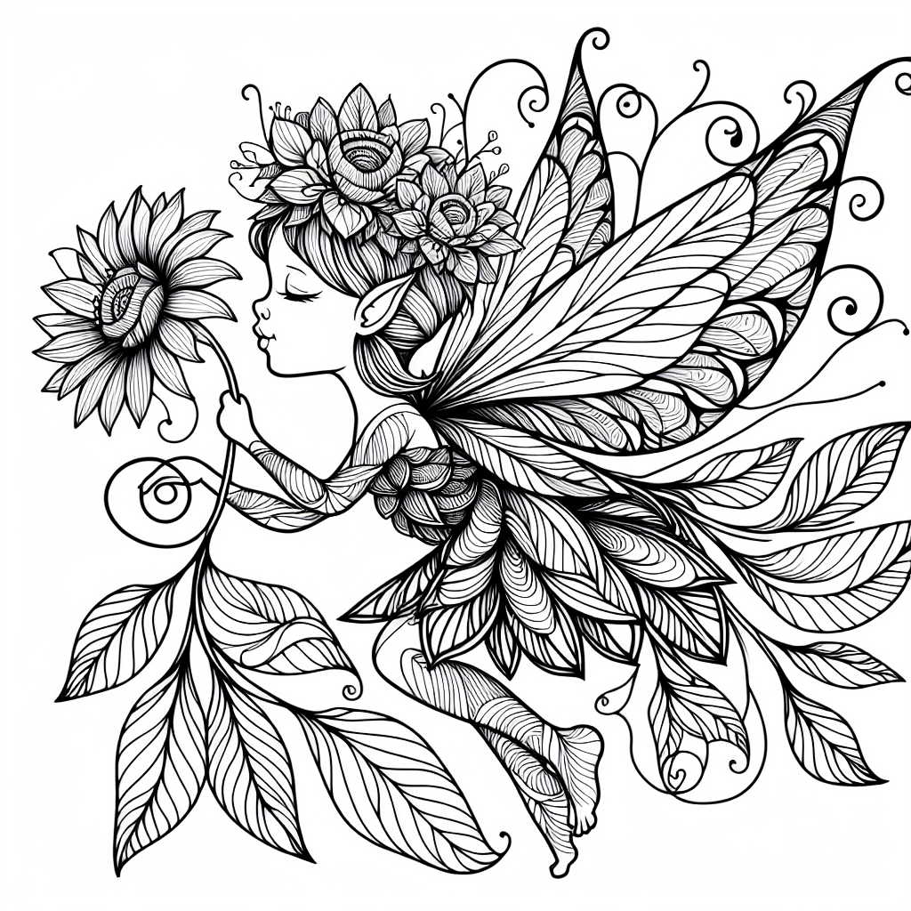 Additional flower fairy coloring page 2