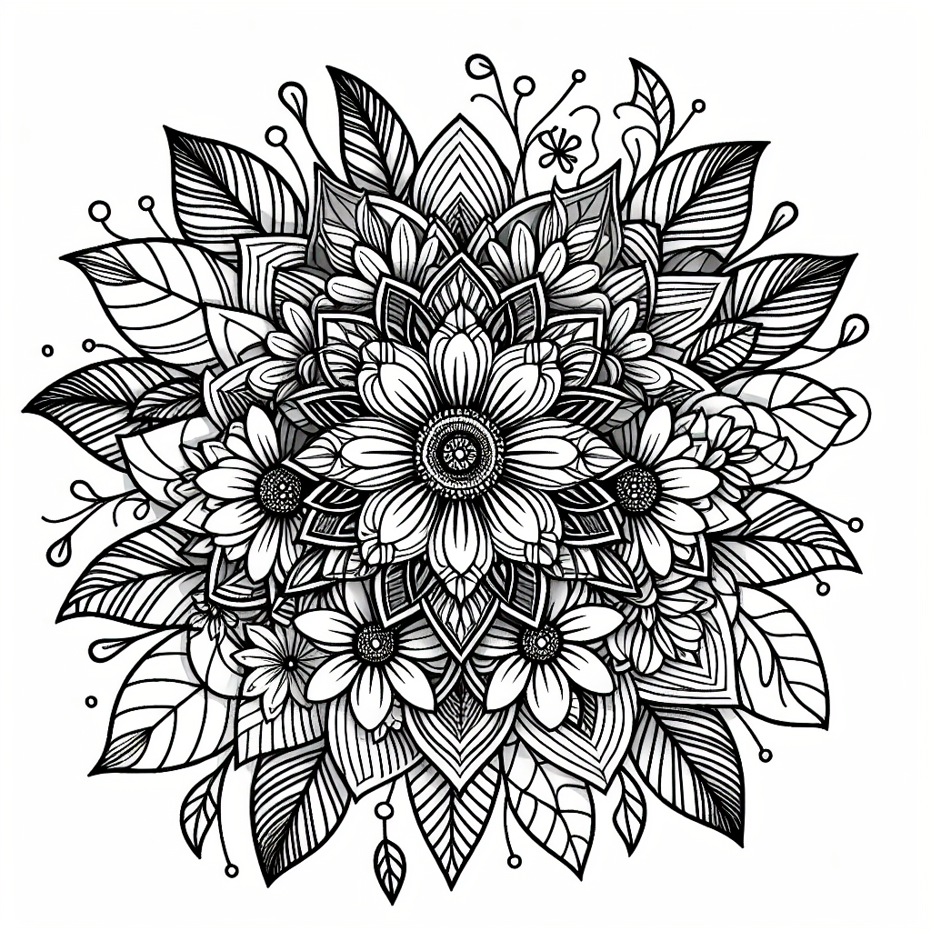 Additional flower mandala coloring page 2