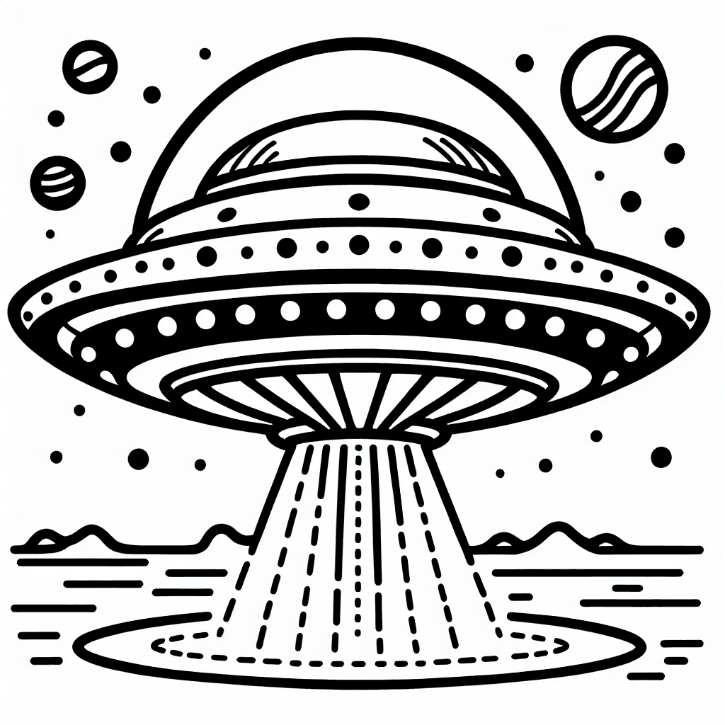 Additional flying saucer coloring page 1