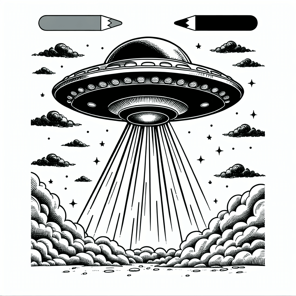 Additional flying saucer coloring page 2