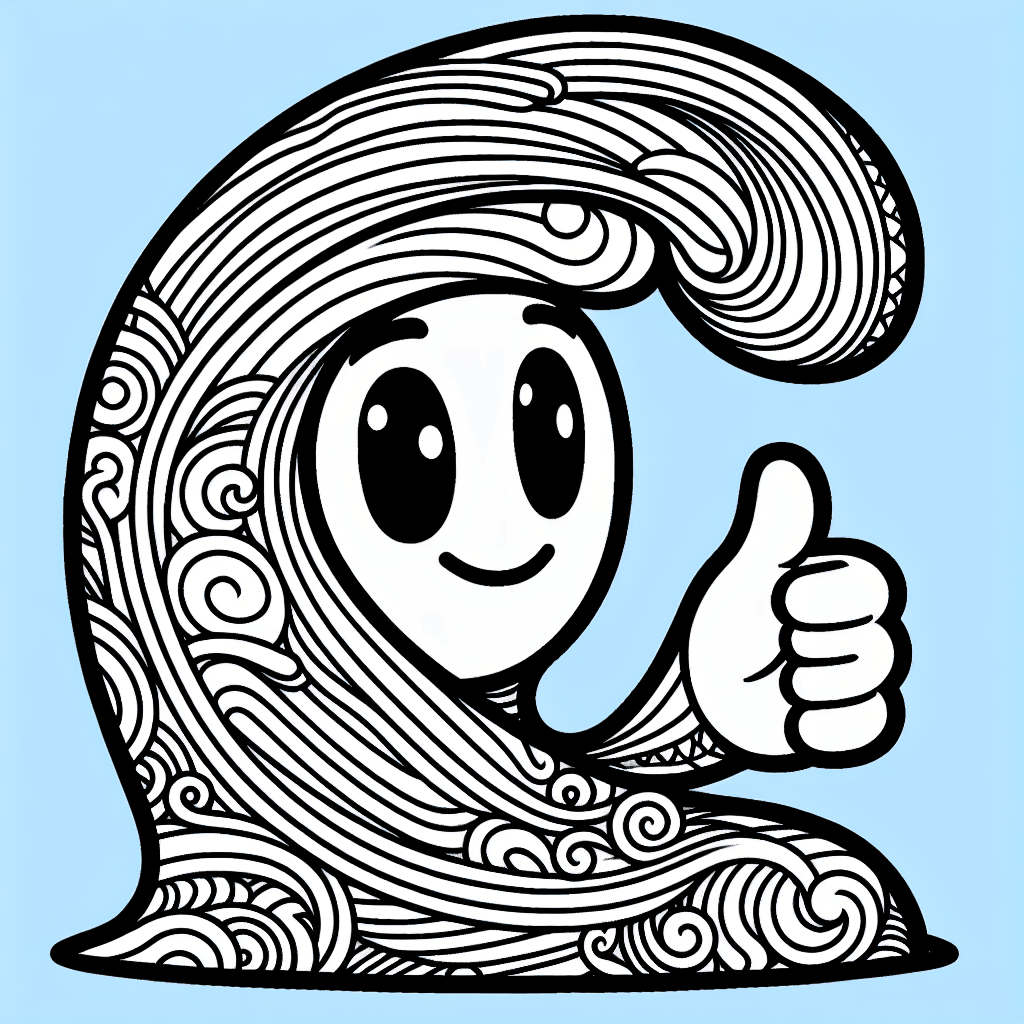 Additional friendly wave coloring page 1