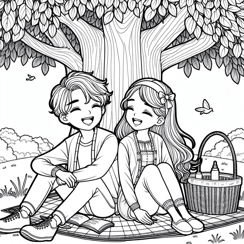 Additional friendship scene coloring page 1