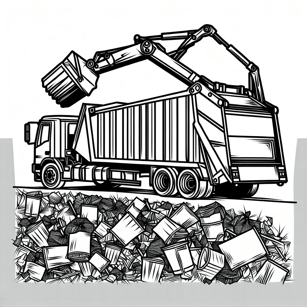 Additional garbage truck coloring page 2