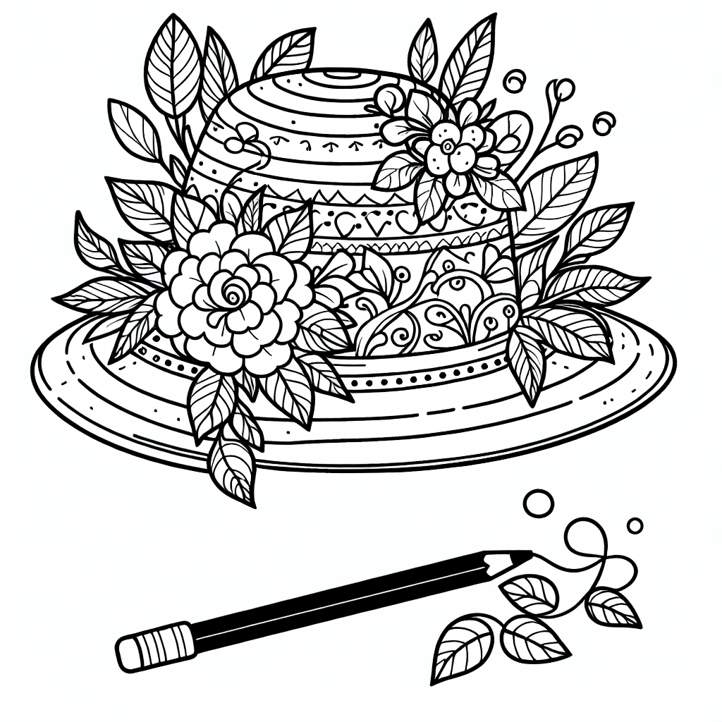 Additional garden hat coloring page 1