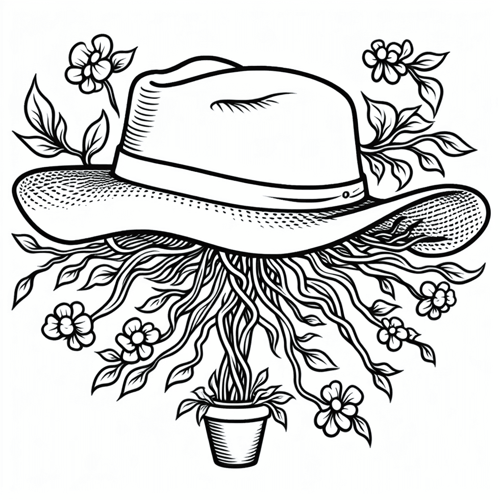 Additional garden hat coloring page 2