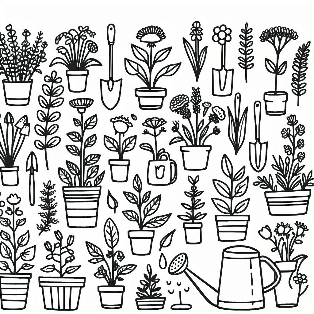 gardening plants coloring pages