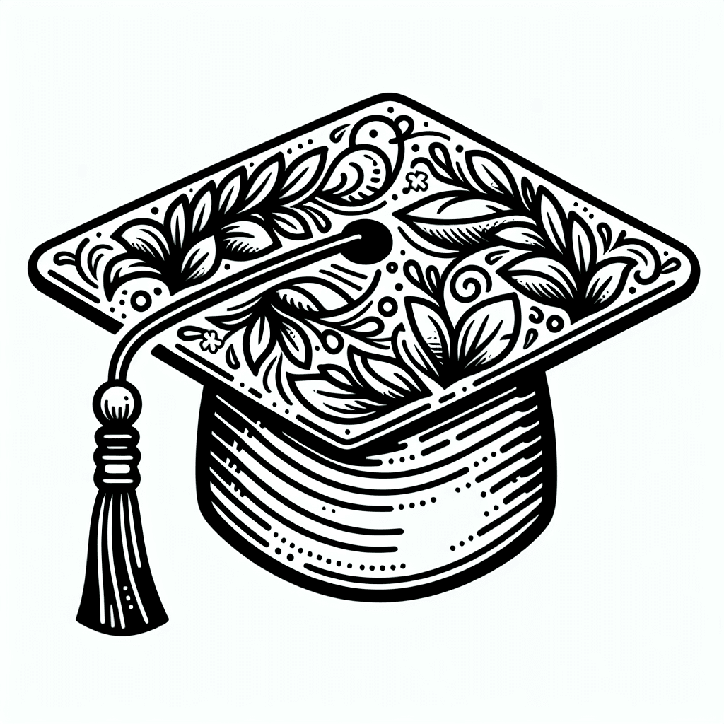 Additional graduation cap coloring page 1