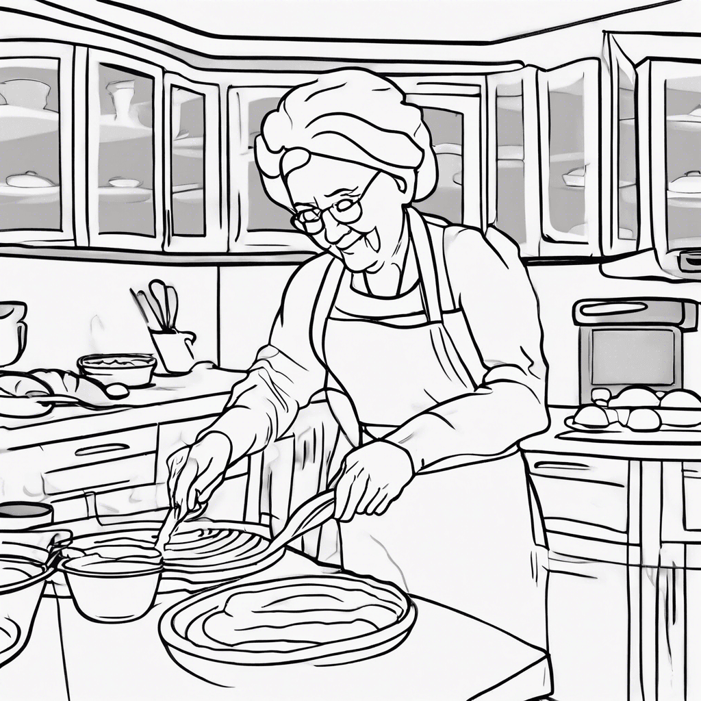 grandma baking coloring pages