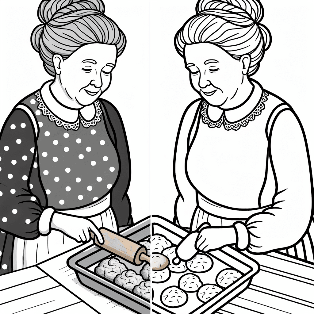 Additional grandma baking coloring page 1