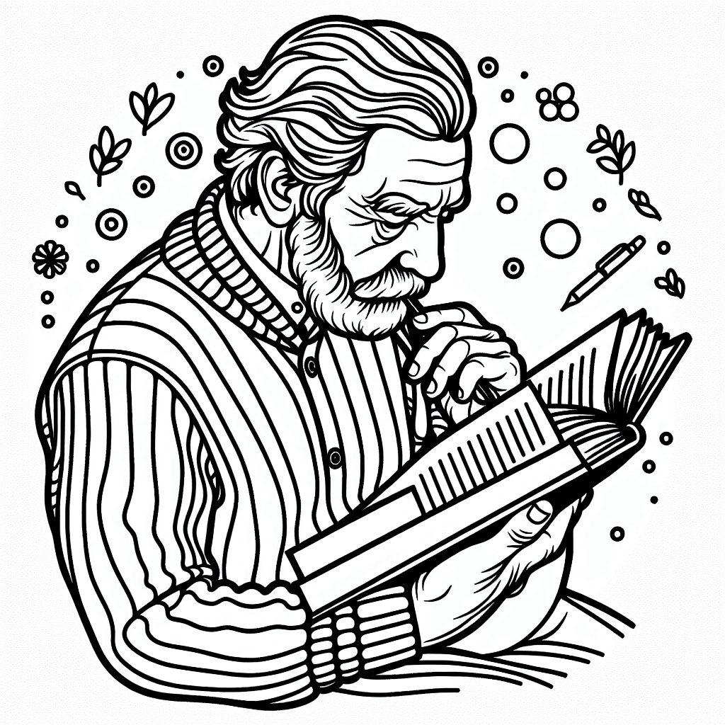 Additional grandpa reading coloring page 1