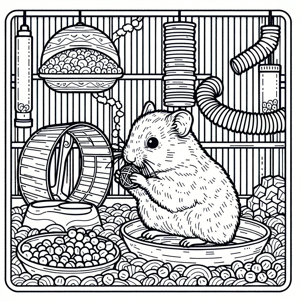 Additional hamster home coloring page 2