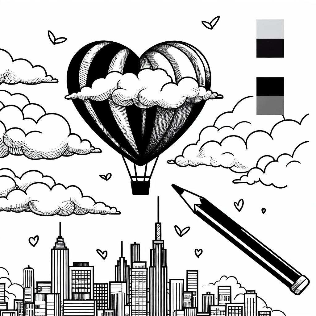 Additional heart balloon coloring page 2