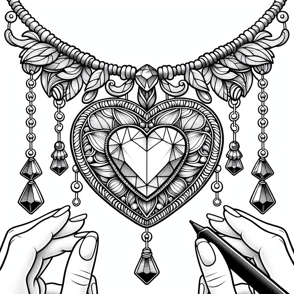 Additional heart jewelry coloring page 2