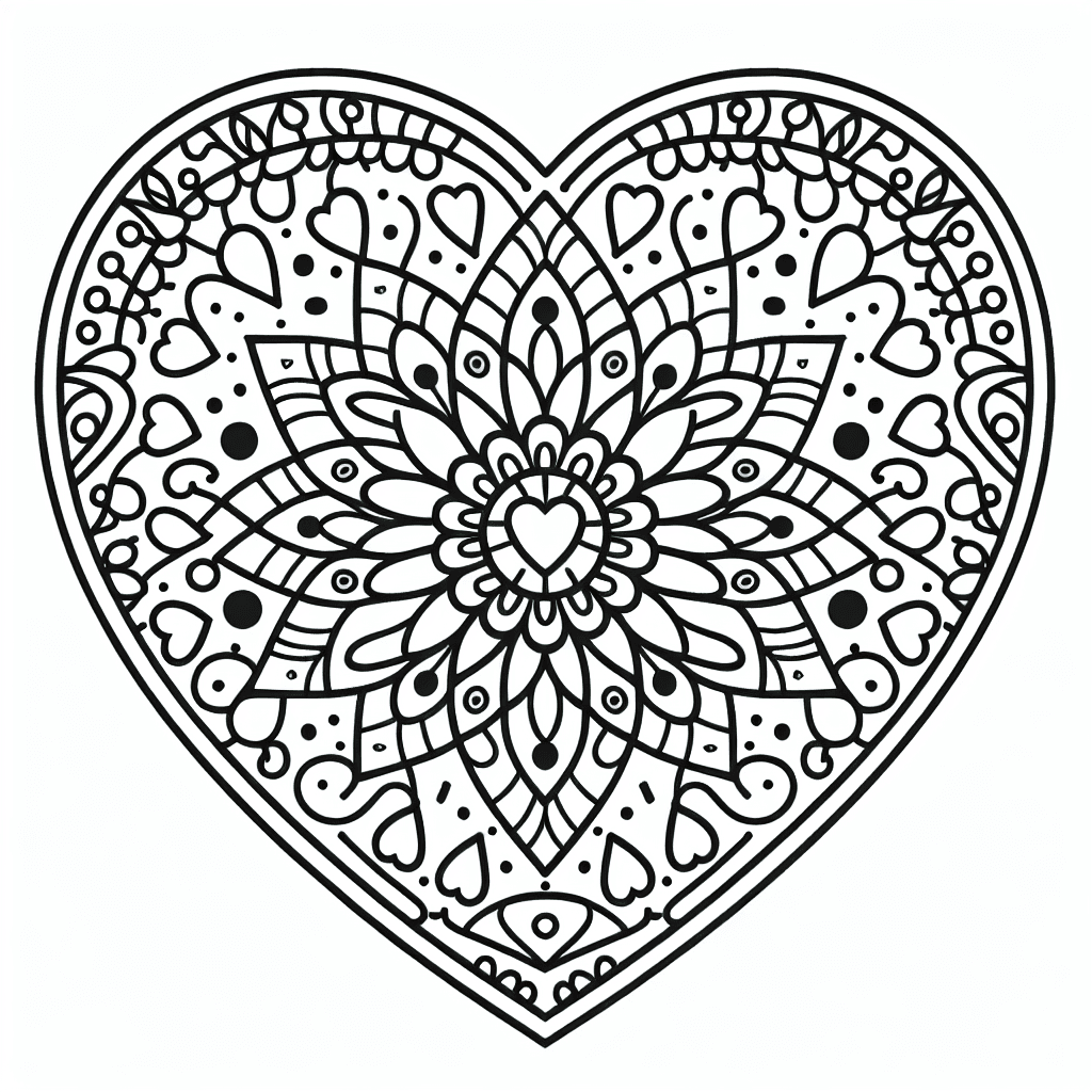 heart mandala coloring pages