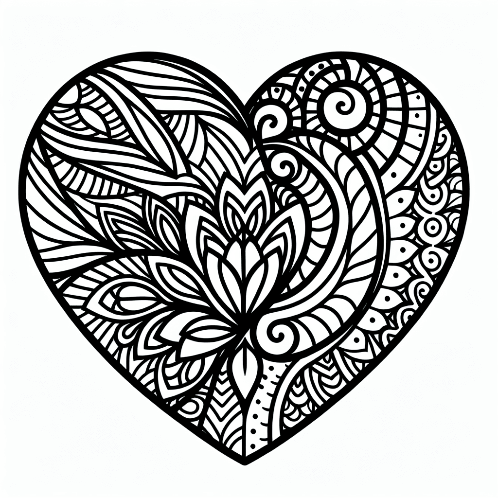 Additional heart mandala coloring page 1