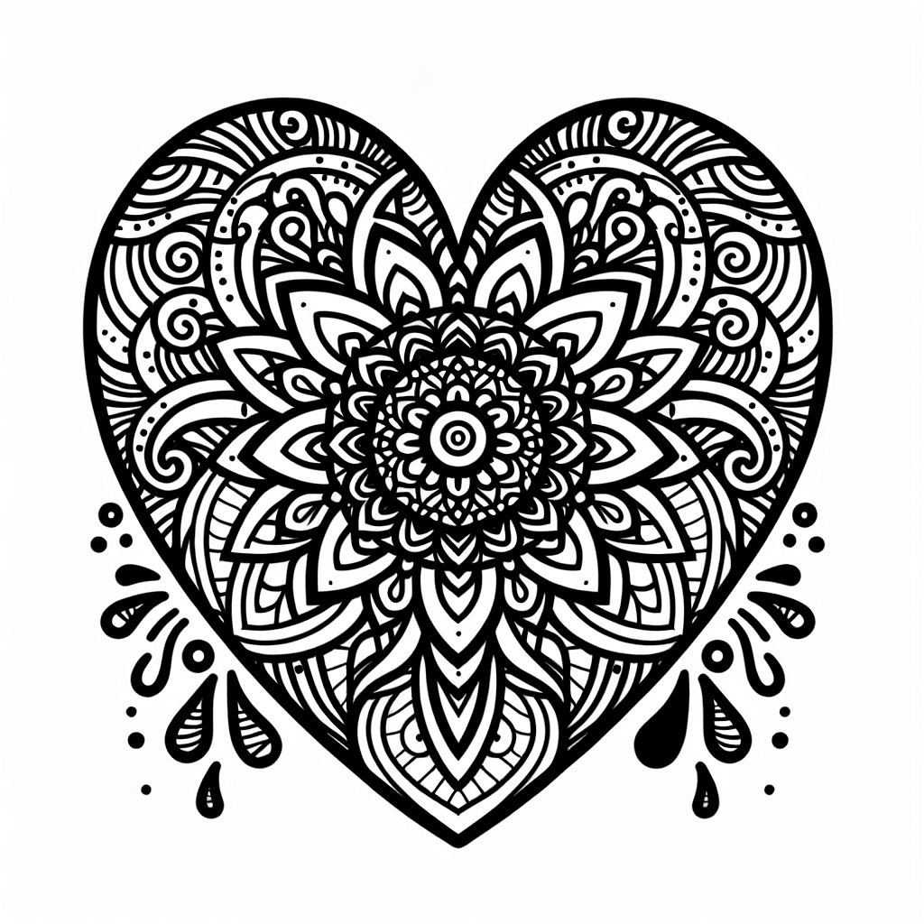 Additional heart mandala coloring page 2